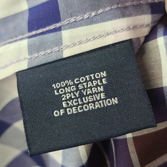 Tailorbyrd Collection Dress Shirt Large Blue Brown Plaid Mens Career Long Sleeve - Picture 7 of 15